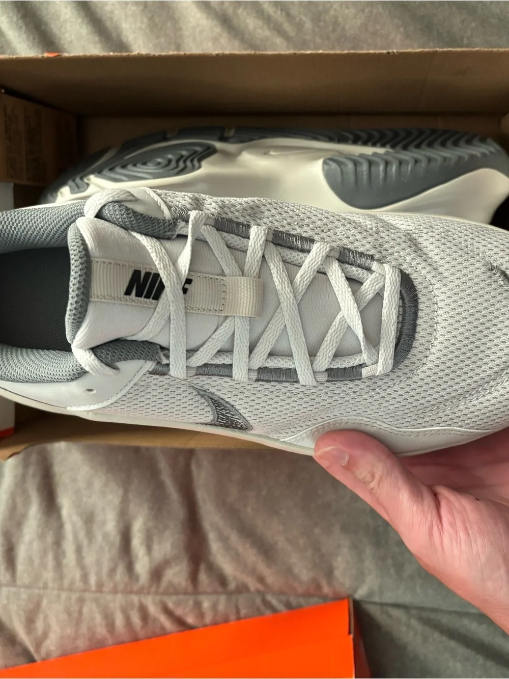 Nike Men’s White and Gray Mesh Trainer Sneakers